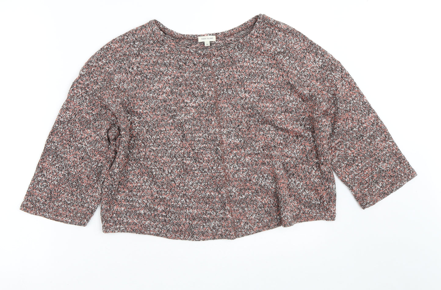 River Island Womens Pink Round Neck  Polyester Pullover Jumper Size 10   - Cropped