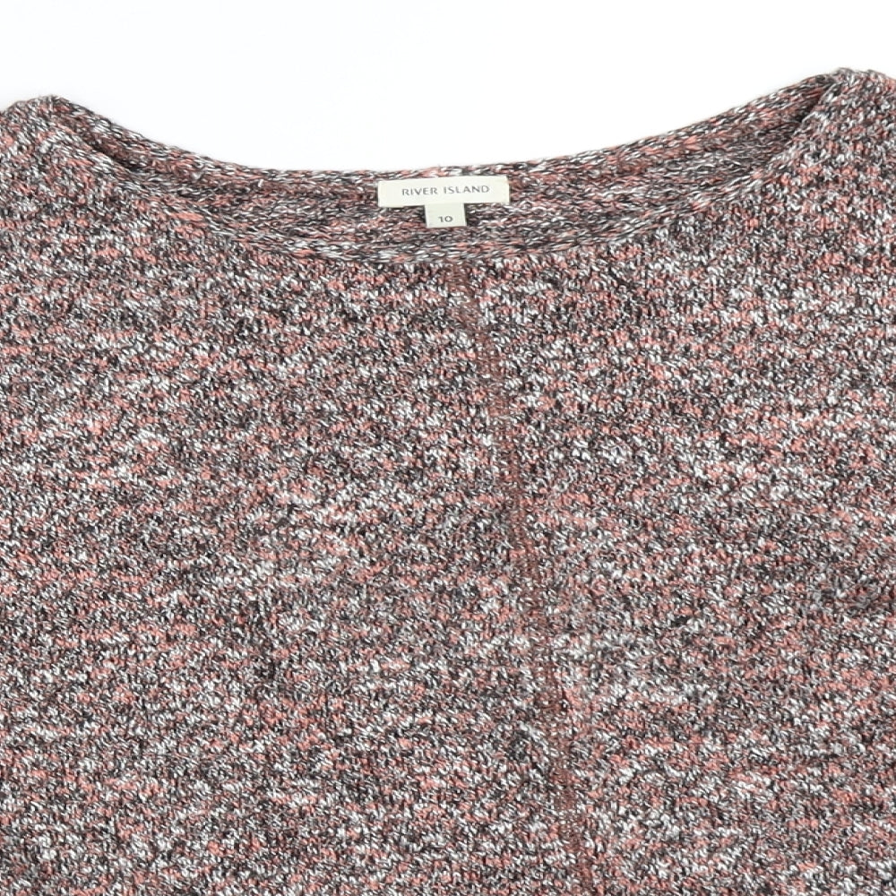 River Island Womens Pink Round Neck  Polyester Pullover Jumper Size 10   - Cropped