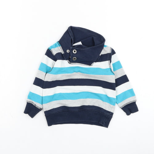 Topomini Boys Blue Striped Cotton Pullover Jumper Size 12-18 Months  Pullover