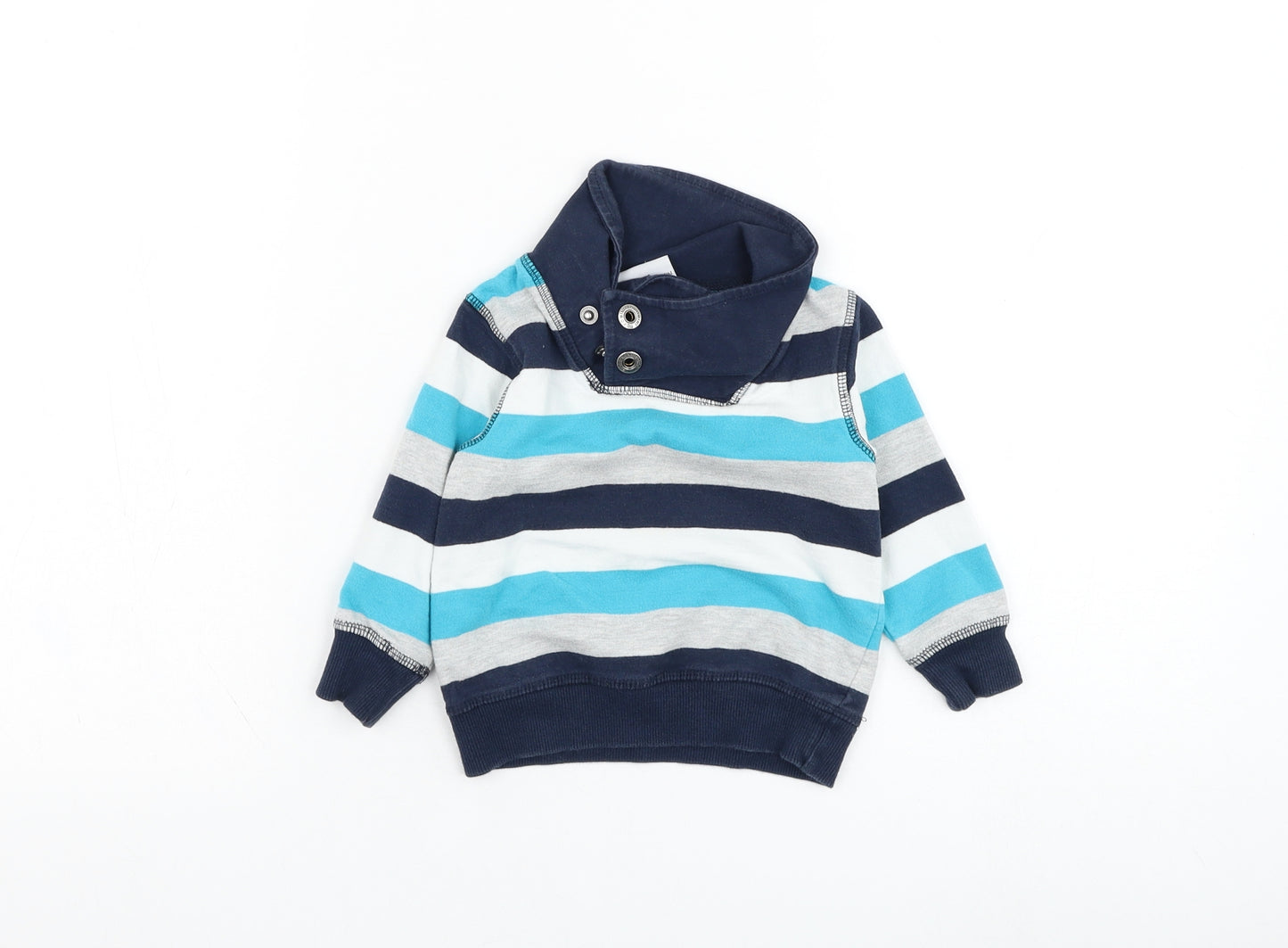 Topomini Boys Blue Striped Cotton Pullover Jumper Size 12-18 Months  Pullover