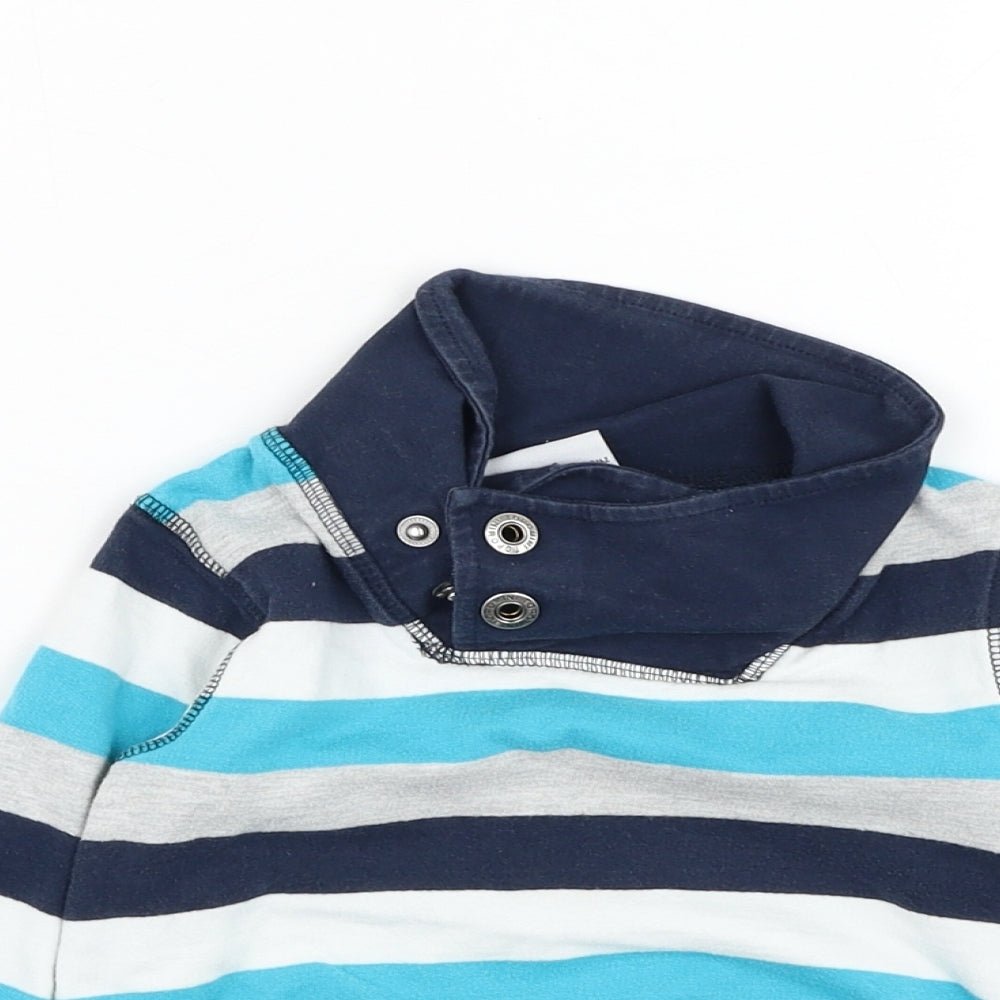 Topomini Boys Blue Striped Cotton Pullover Jumper Size 12-18 Months  Pullover