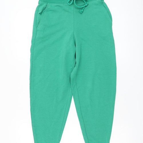 Marks and Spencer Womens Green  Cotton Jogger Trousers Size 6 L26 in Regular