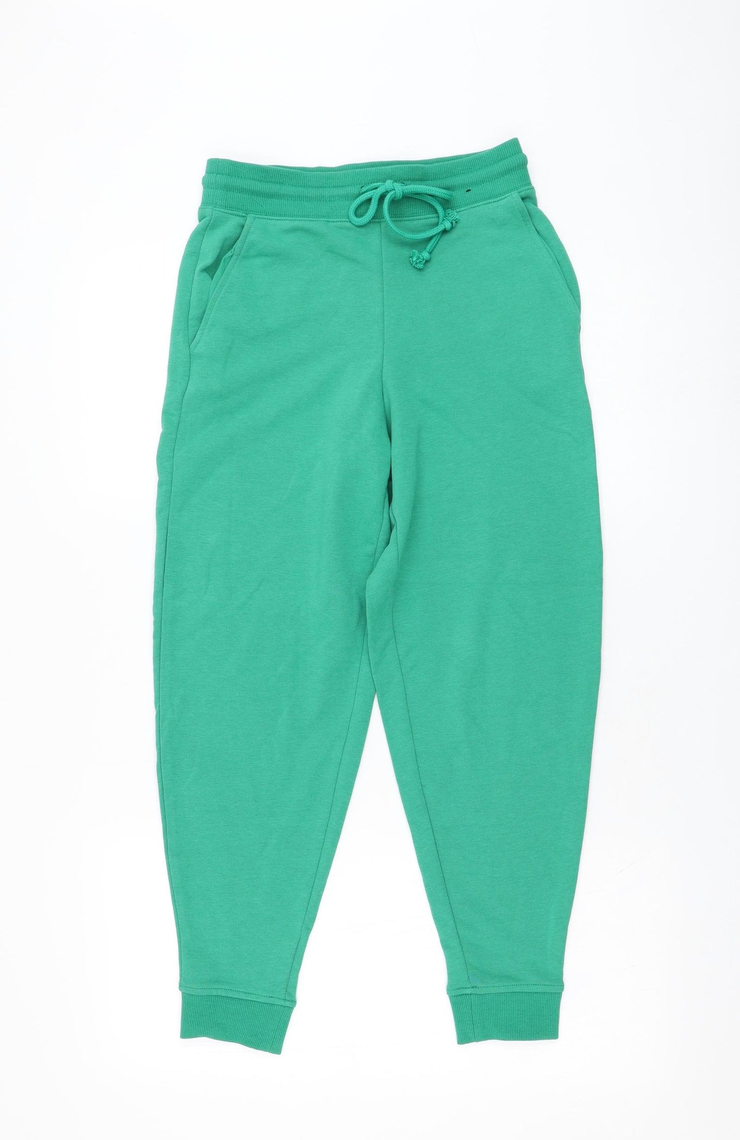 Marks and Spencer Womens Green  Cotton Jogger Trousers Size 6 L26 in Regular