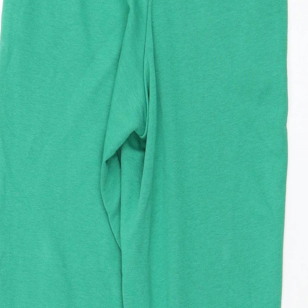 Marks and Spencer Womens Green  Cotton Jogger Trousers Size 6 L26 in Regular