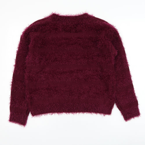 TEX Womens Purple Round Neck  Acrylic Pullover Jumper Size S