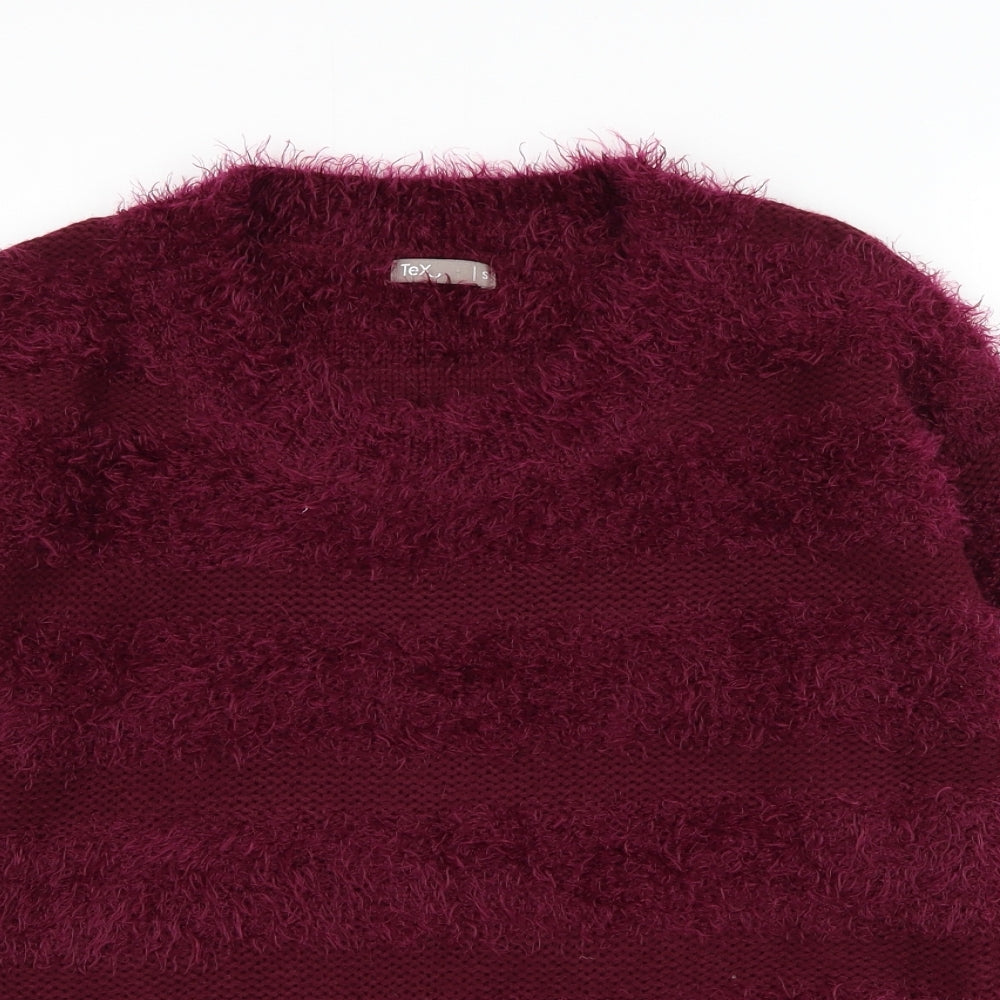 TEX Womens Purple Round Neck  Acrylic Pullover Jumper Size S