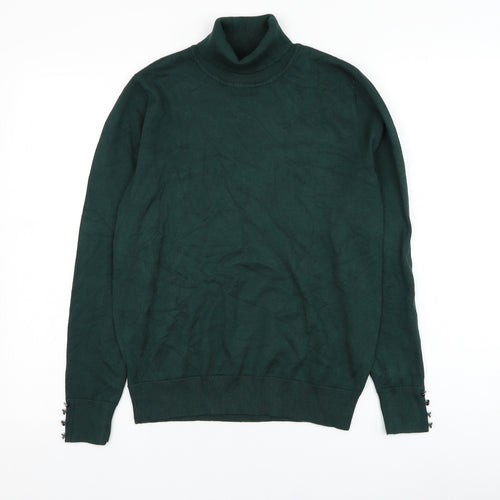 Brandex Womens Green Roll Neck  Viscose Pullover Jumper Size S