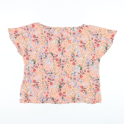 F&F Womens Pink Floral Viscose Basic Blouse Size 10 Round Neck