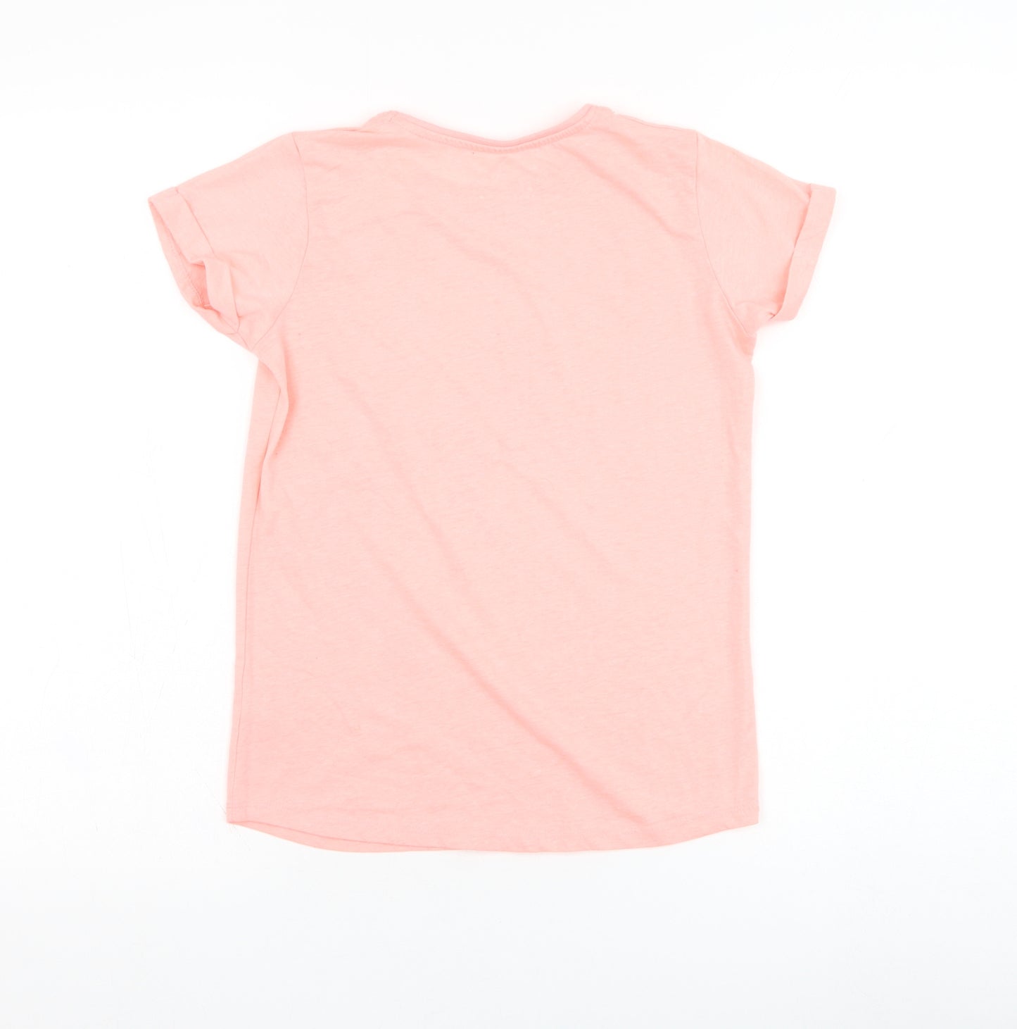 Primark Girls Pink  Polyester Basic T-Shirt Size 10-11 Years Round Neck Pullover - Unicorn