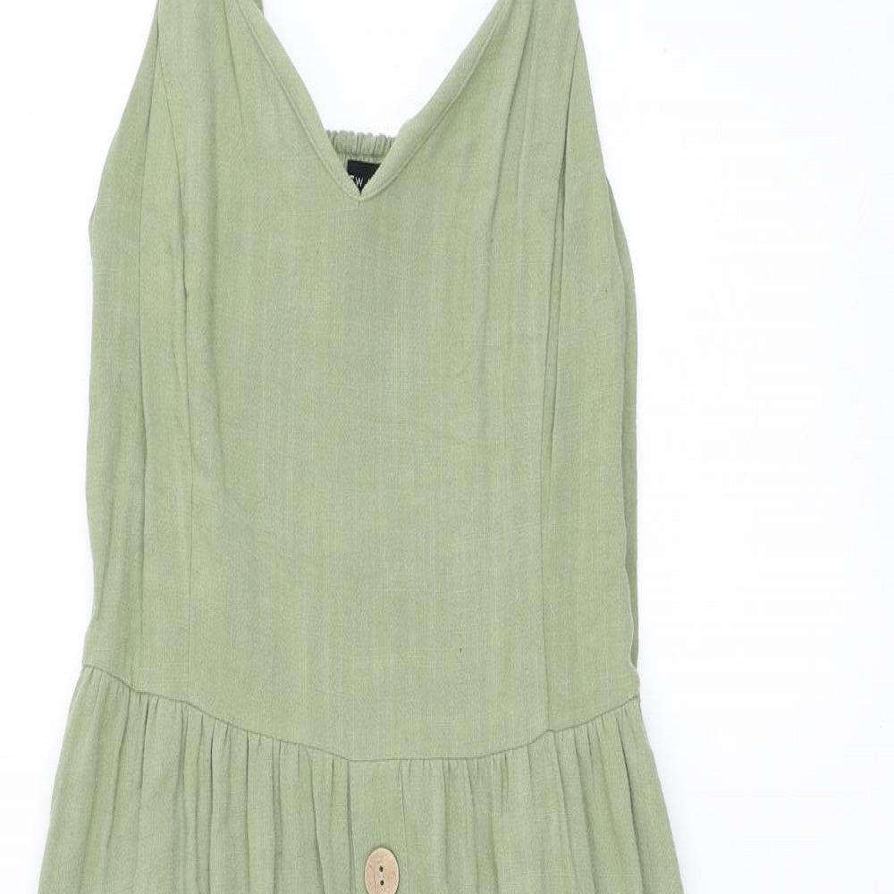 New Look Womens Green  Viscose Fit & Flare  Size 12  V-Neck Pullover