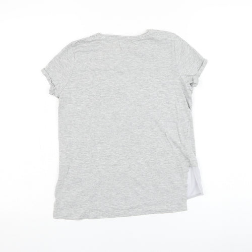Preworn Girls Grey  Cotton Basic T-Shirt Size 11-12 Years Round Neck Pullover - Rule The World