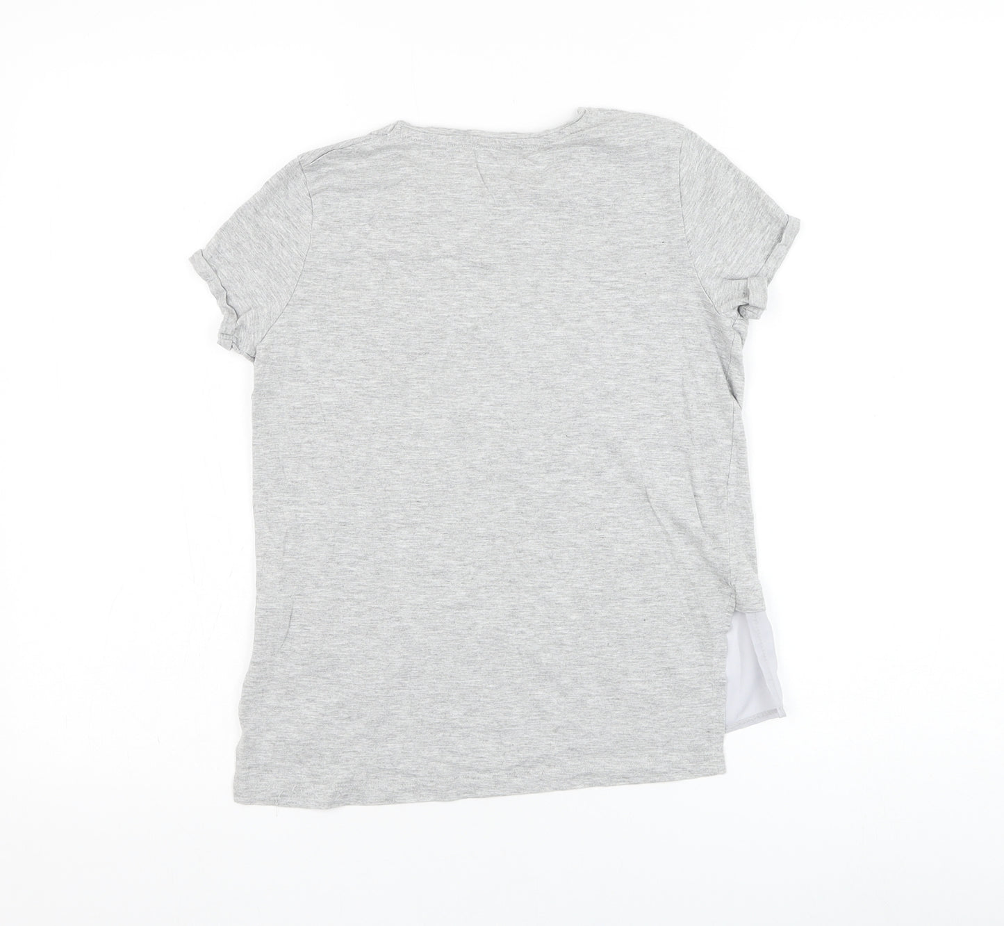 Preworn Girls Grey  Cotton Basic T-Shirt Size 11-12 Years Round Neck Pullover - Rule The World