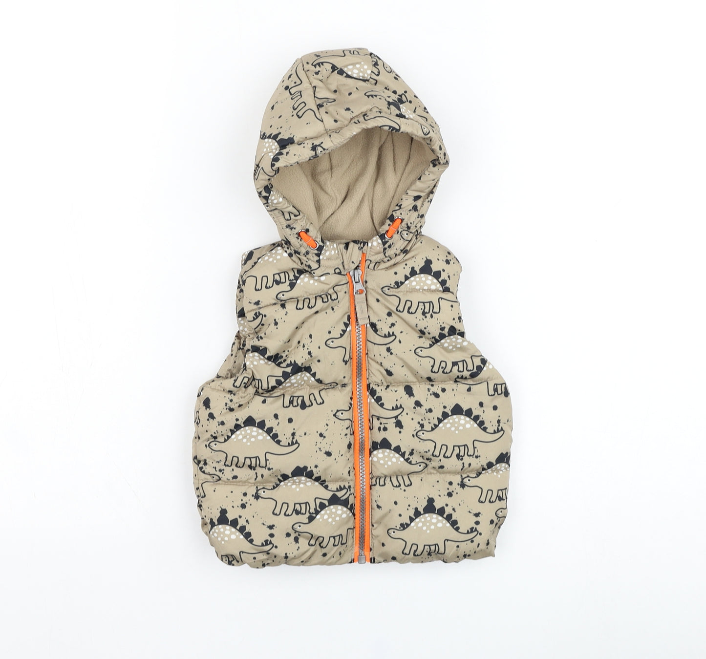 F&F Baby Brown   Gilet Jacket Size 6-9 Months   Zip - Dinosaur
