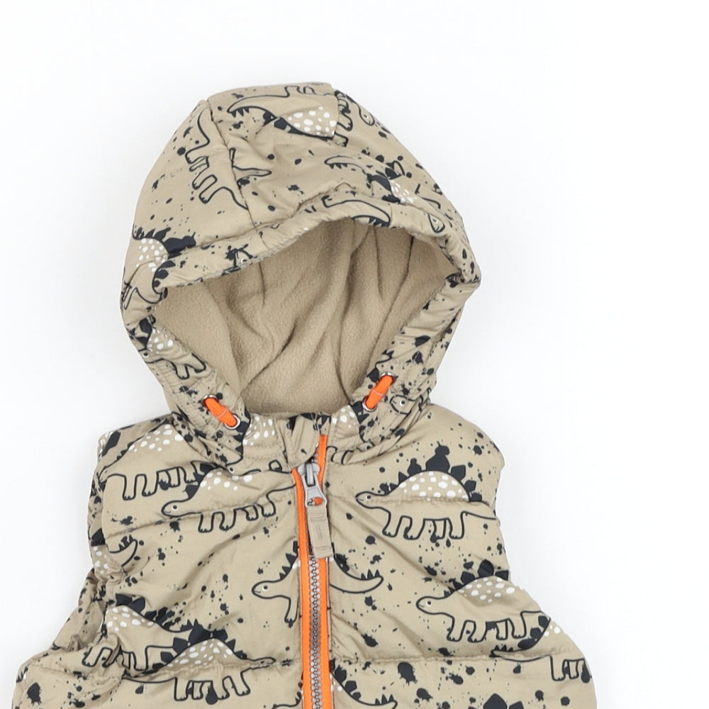 F&F Baby Brown   Gilet Jacket Size 6-9 Months   Zip - Dinosaur