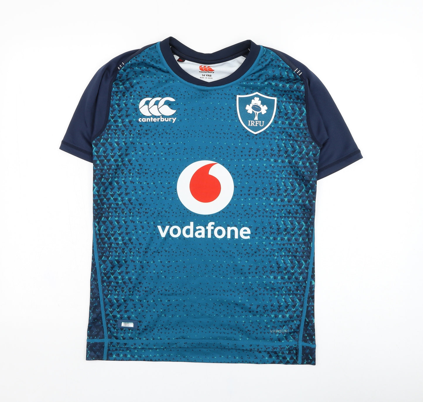 Canterbury Boys Blue  Polyester Jersey T-Shirt Size 14 Years Round Neck Pullover - Ireland Rugby