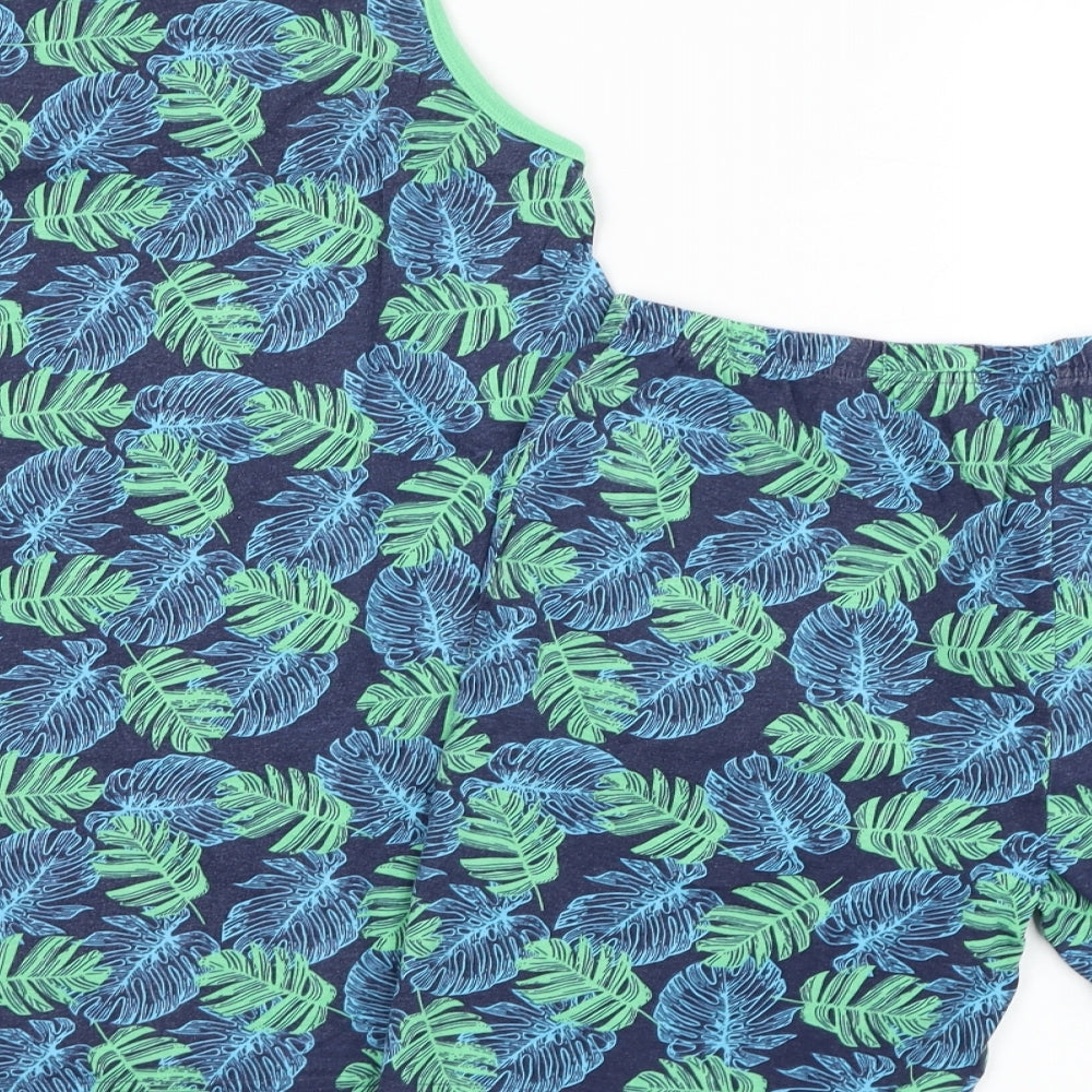 Primark Boys Blue Floral Cotton  Pyjama Set Size 14-15 Years  Pullover