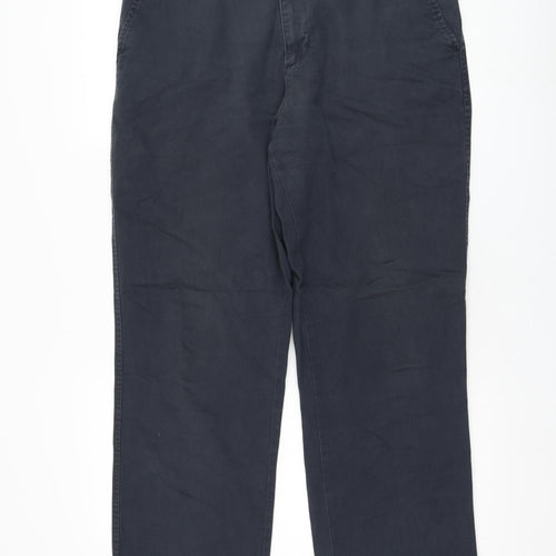 BHS Mens Blue  Cotton Chino Trousers Size 34 in L31 in Regular Zip