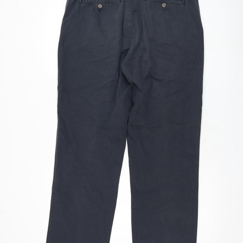 BHS Mens Blue  Cotton Chino Trousers Size 34 in L31 in Regular Zip