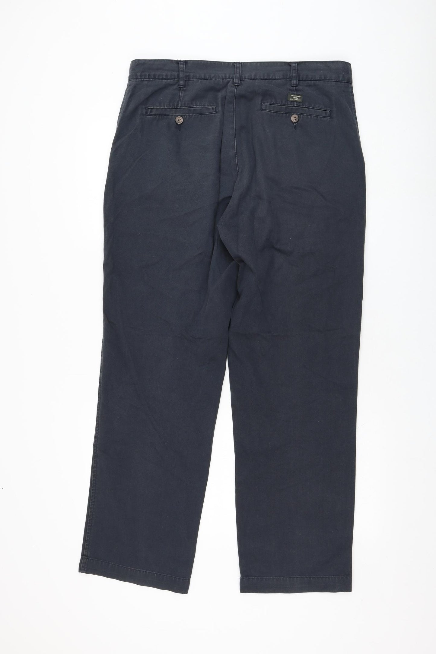 BHS Mens Blue  Cotton Chino Trousers Size 34 in L31 in Regular Zip