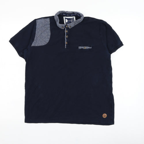 Code Mens Blue  Cotton  Polo Size L Collared Pullover