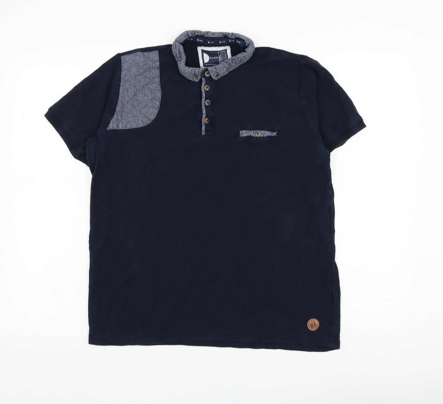 Code Mens Blue  Cotton  Polo Size L Collared Pullover
