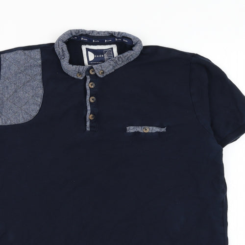 Code Mens Blue  Cotton  Polo Size L Collared Pullover