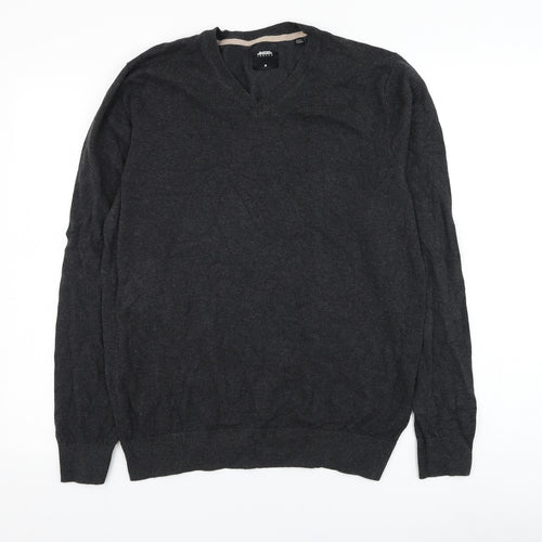 Burton Mens Grey V-Neck  Cotton Pullover Jumper Size M
