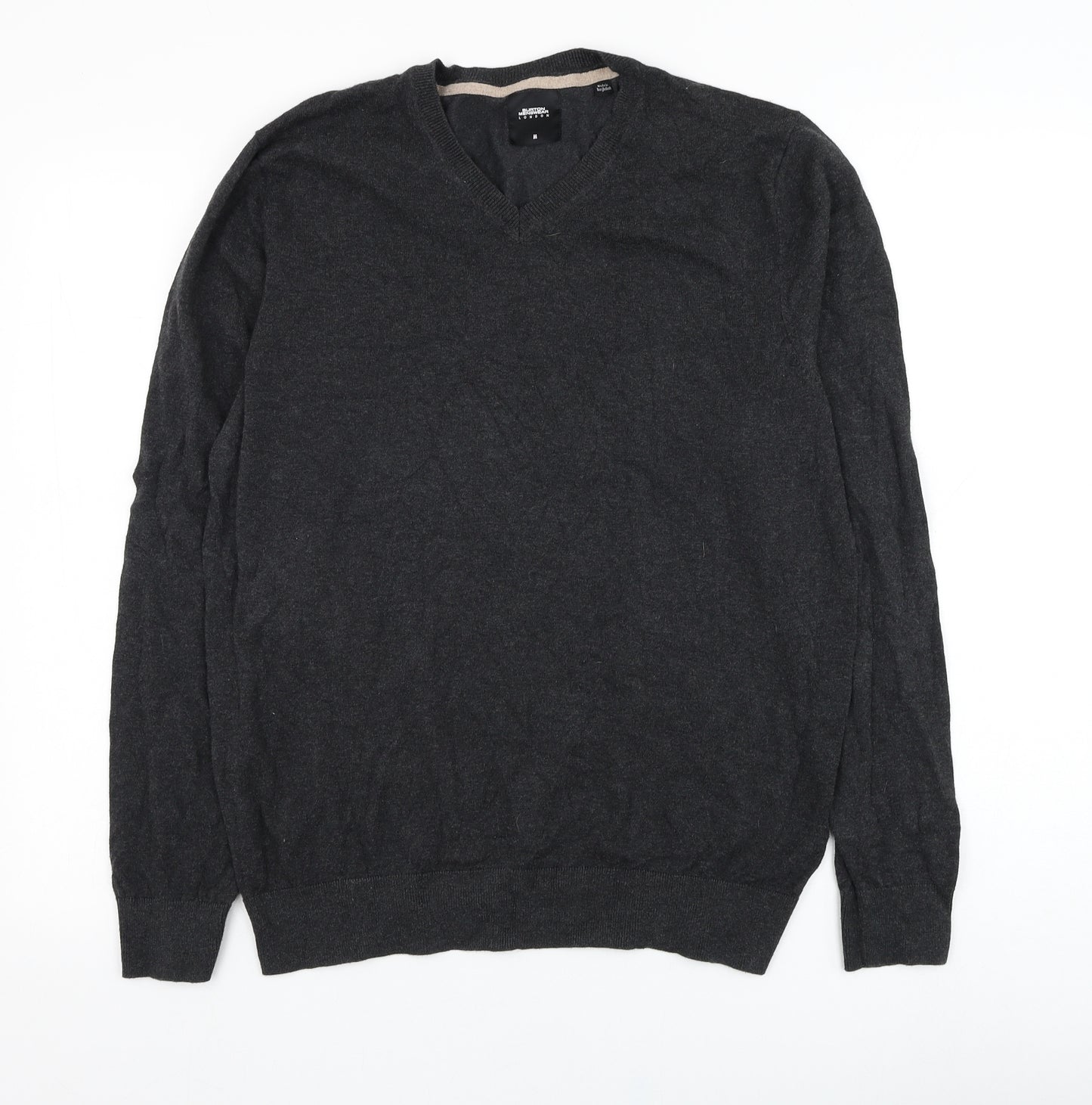 Burton Mens Grey V-Neck  Cotton Pullover Jumper Size M
