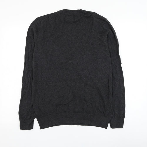 Burton Mens Grey V-Neck  Cotton Pullover Jumper Size M