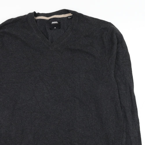 Burton Mens Grey V-Neck  Cotton Pullover Jumper Size M