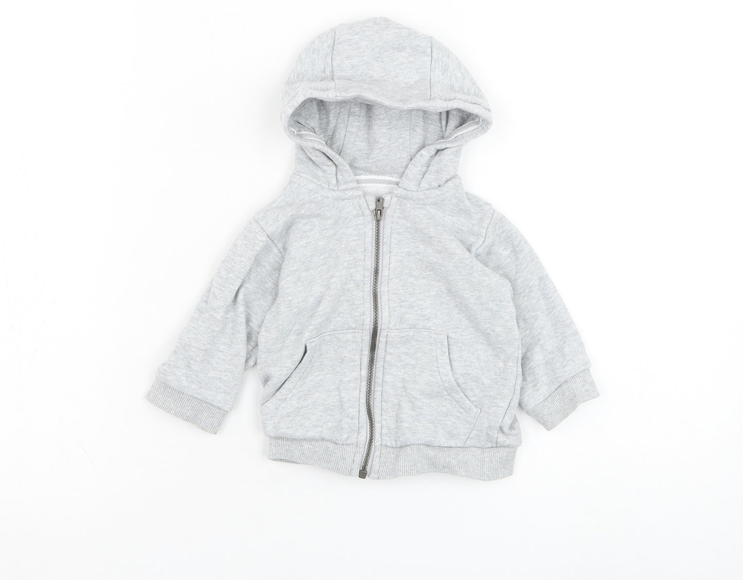 Marks and Spencer Boys Grey  Cotton Full Zip Jumper Size 3-6 Months  Zip