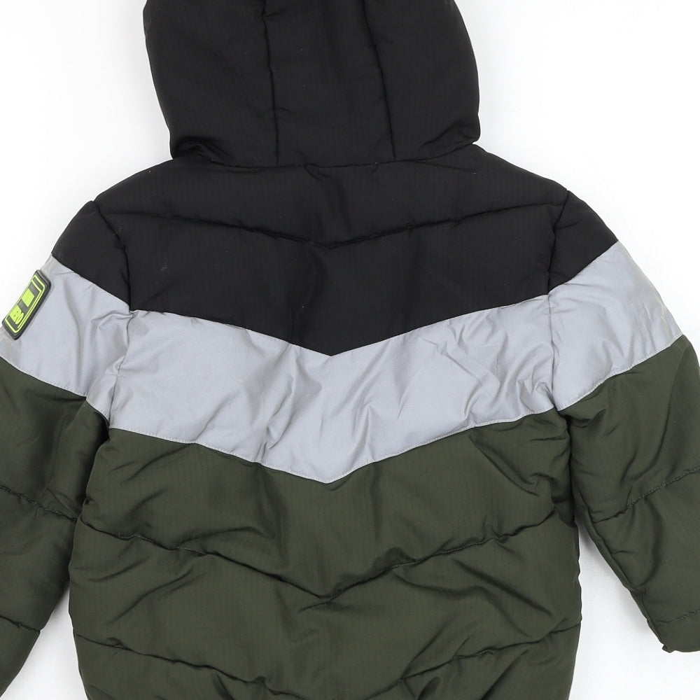 F&F Boys Green   Puffer Jacket Coat Size 5-6 Years  Zip