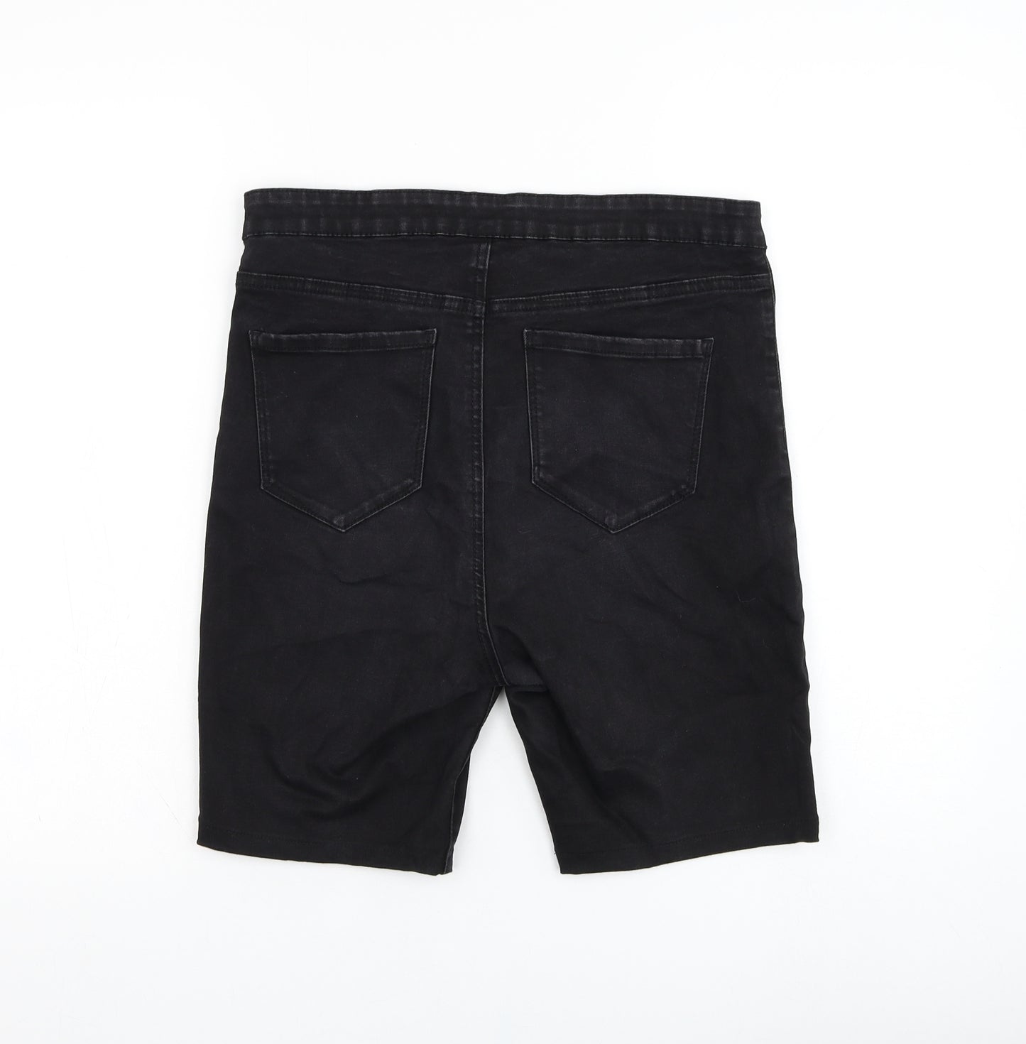 Primark Womens Black  Cotton Cut-Off Shorts Size 16 L8 in Regular Zip