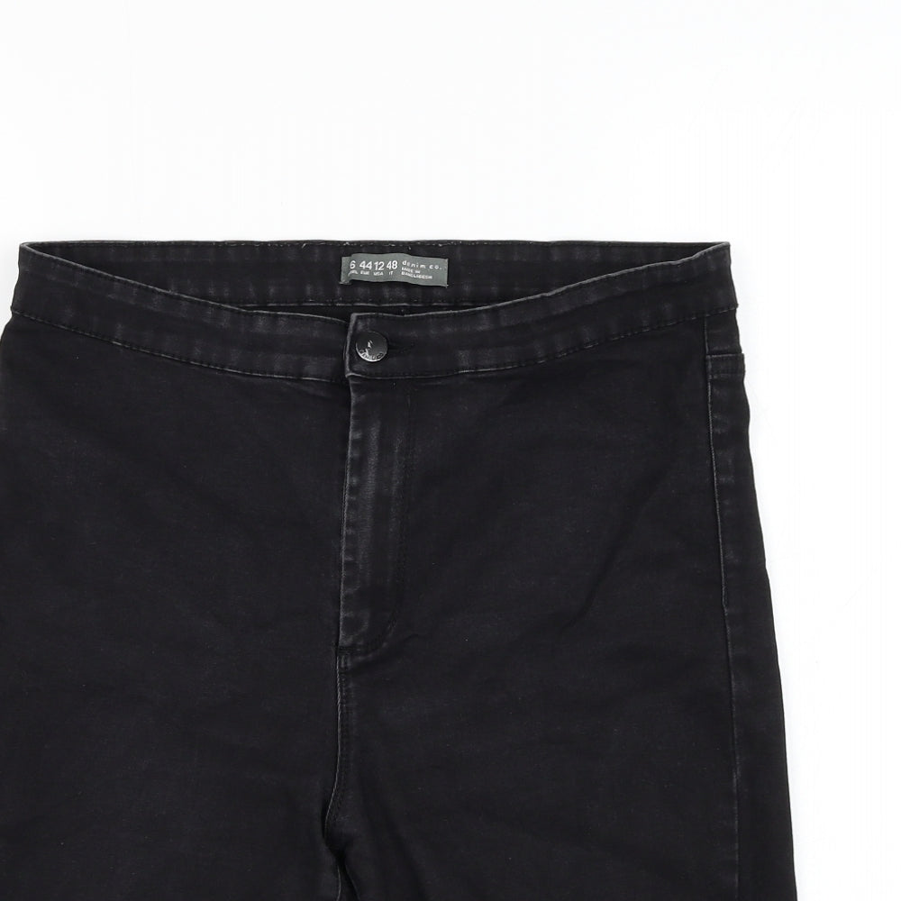 Primark Womens Black  Cotton Cut-Off Shorts Size 16 L8 in Regular Zip