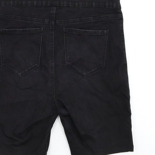 Primark Womens Black  Cotton Cut-Off Shorts Size 16 L8 in Regular Zip