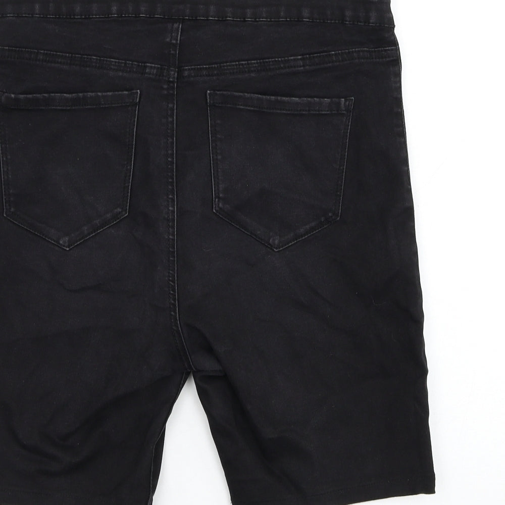 Primark Womens Black  Cotton Cut-Off Shorts Size 16 L8 in Regular Zip