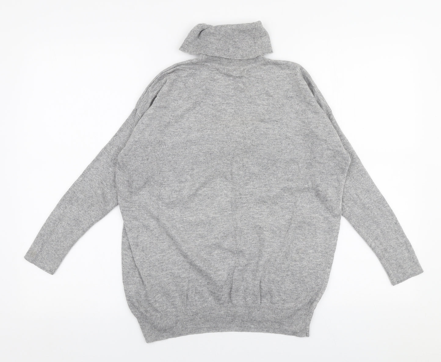 River Island Womens Grey Roll Neck  Viscose Pullover Jumper Size 10   - Luxe