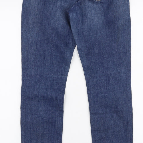 Marks and Spencer Womens Blue  Cotton Skinny Jeans Size 10 L30 in Slim Zip