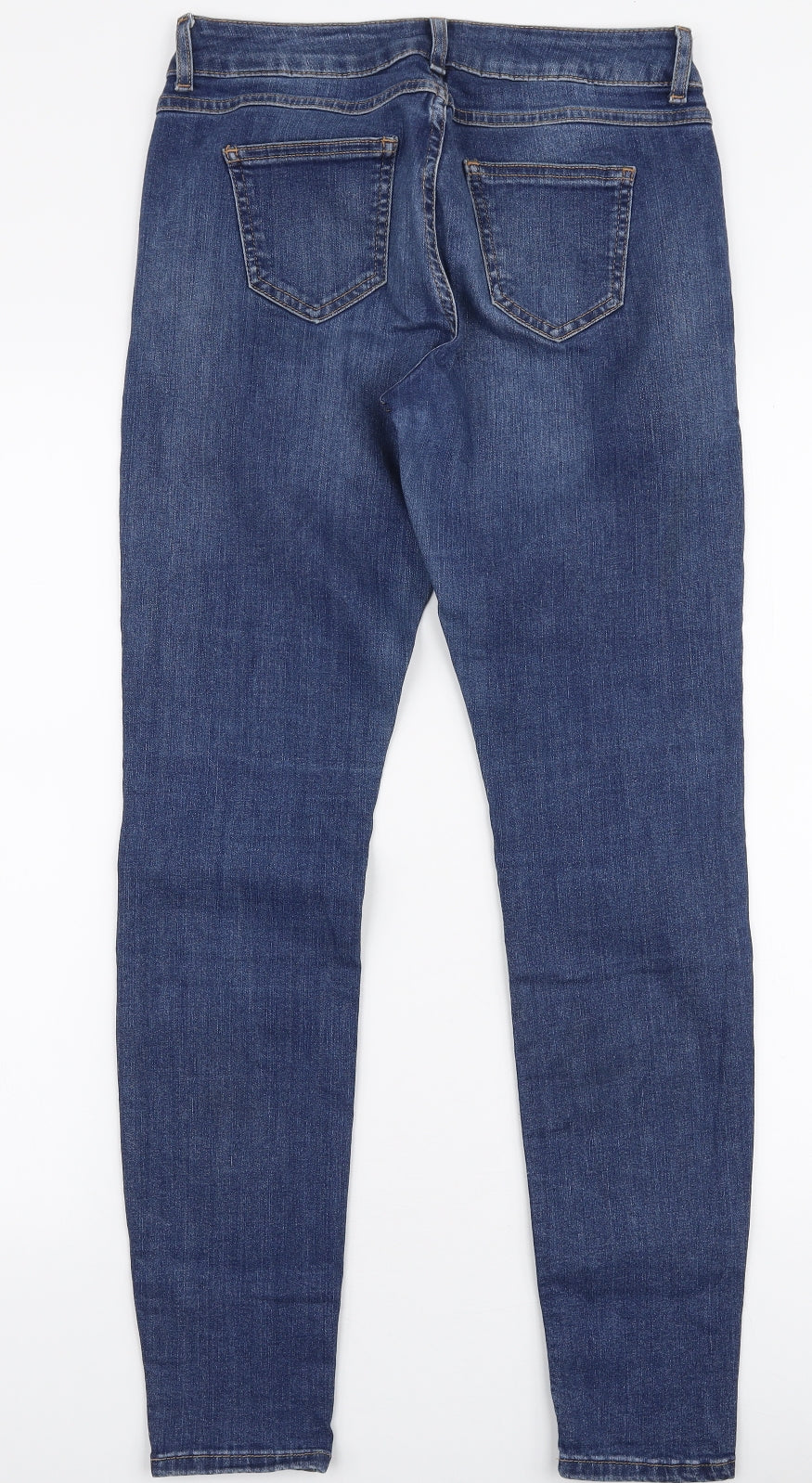Marks and Spencer Womens Blue  Cotton Skinny Jeans Size 10 L30 in Slim Zip