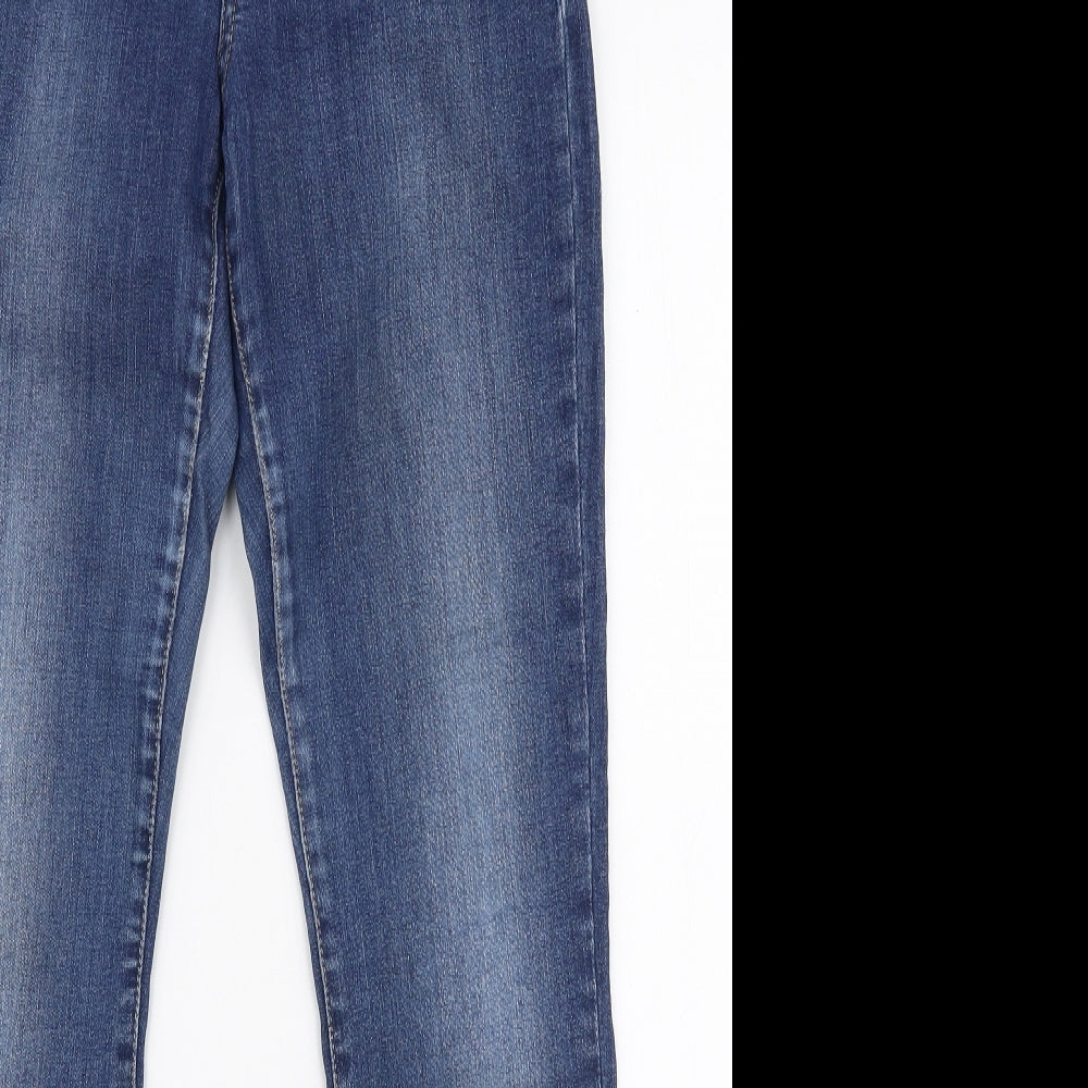 Marks and Spencer Womens Blue  Cotton Skinny Jeans Size 10 L30 in Slim Zip
