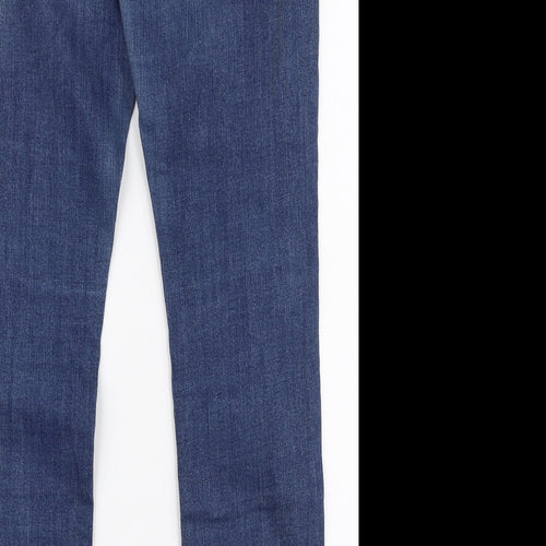 Marks and Spencer Womens Blue  Cotton Skinny Jeans Size 10 L30 in Slim Zip