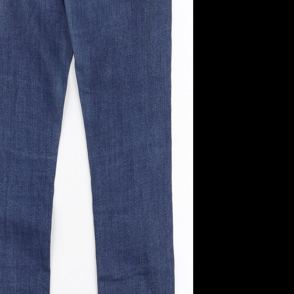 Marks and Spencer Womens Blue  Cotton Skinny Jeans Size 10 L30 in Slim Zip