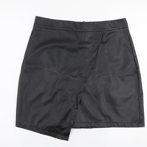 SheIn Womens Black  Cotton A-Line Skirt Size L   Zip