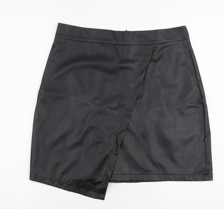SheIn Womens Black  Cotton A-Line Skirt Size L   Zip