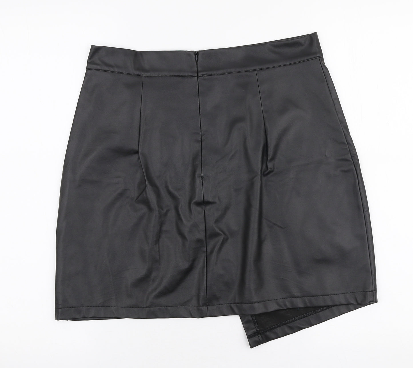 SheIn Womens Black  Cotton A-Line Skirt Size L   Zip