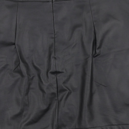 SheIn Womens Black  Cotton A-Line Skirt Size L   Zip