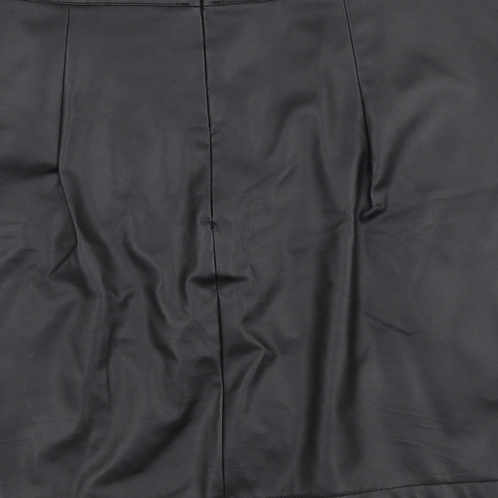 SheIn Womens Black  Cotton A-Line Skirt Size L   Zip