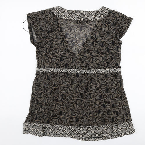Mexx Womens Brown Geometric Polyester Basic Blouse Size XL V-Neck