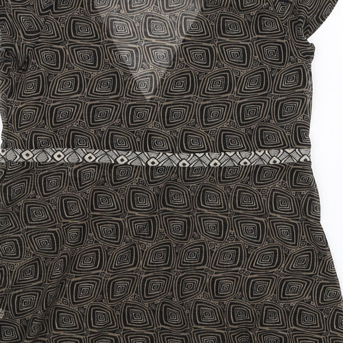 Mexx Womens Brown Geometric Polyester Basic Blouse Size XL V-Neck