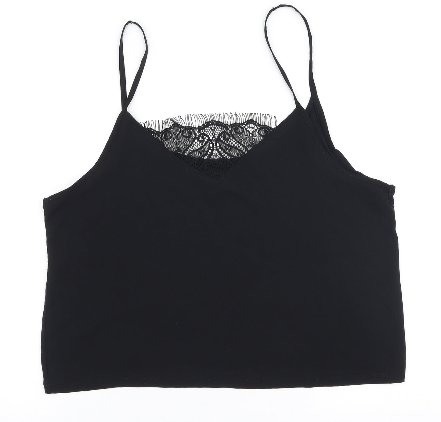 Preworn Womens Black  Polyester Camisole Blouse Size M V-Neck